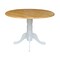 International Concepts Round 42 in Round Dual Drop Leaf Pedestal Table, White / Natural, 42 W, 42 L, 29.5 in H, Wood T02-42DP - alternate 4